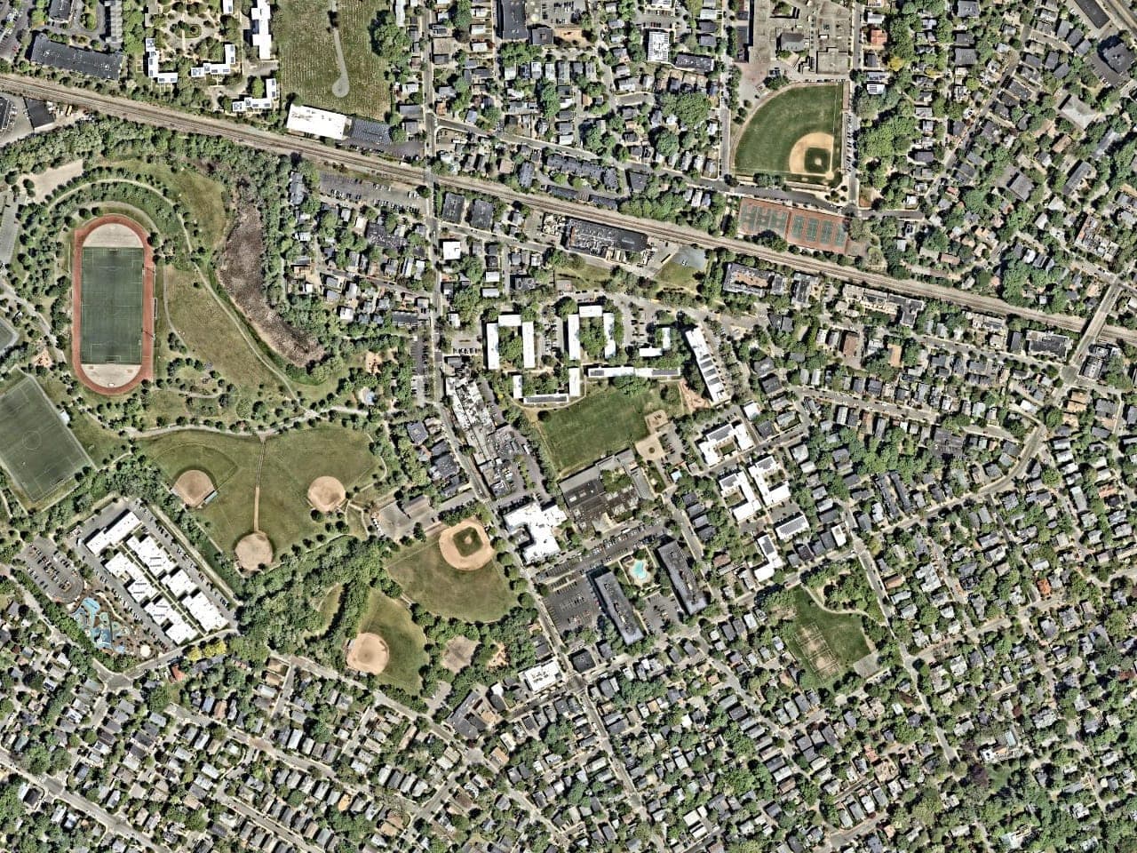Aerial view of the fields at Danehy Park