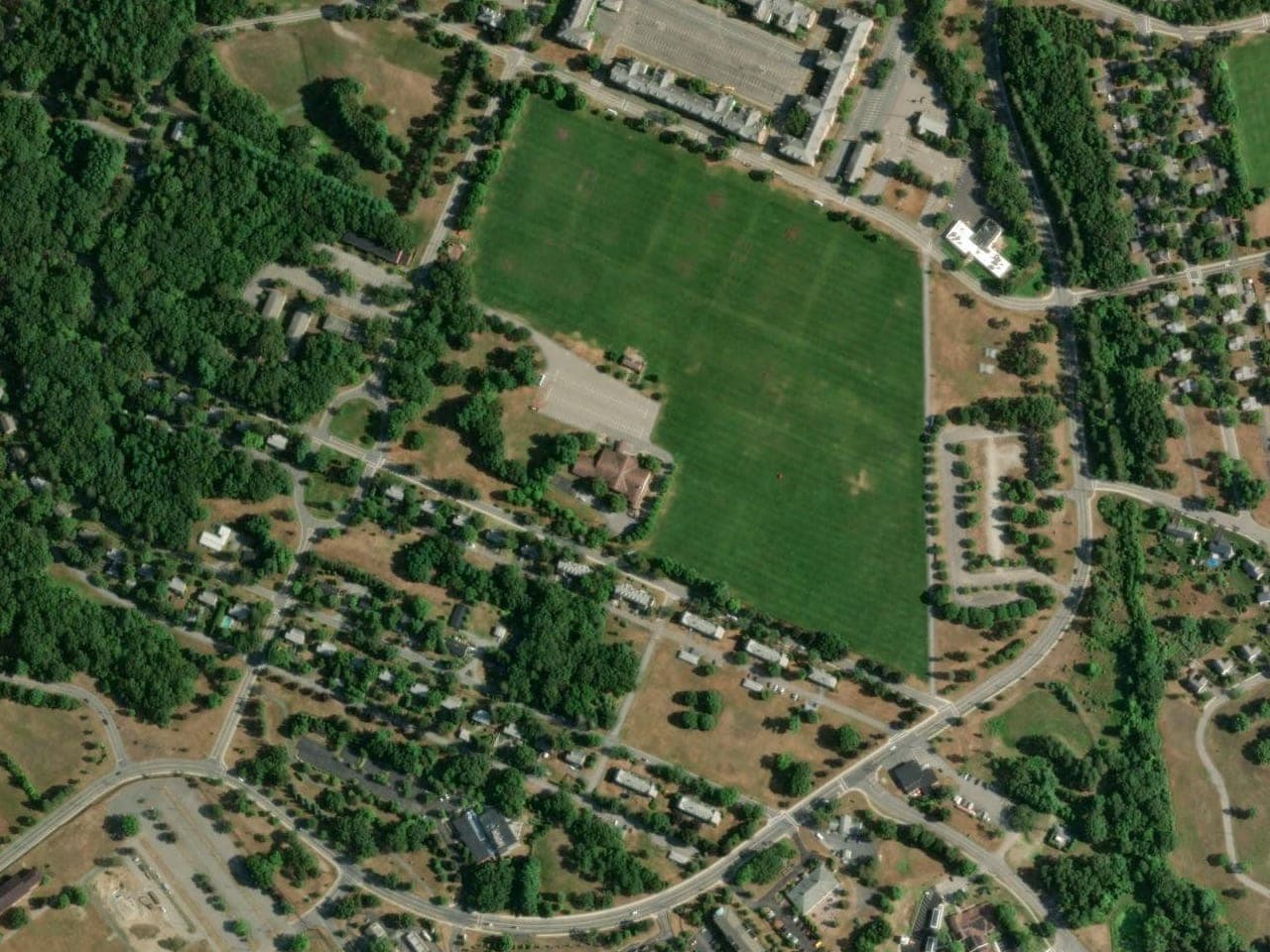 Aerial view of the fields at Devens Regional Sports Complex