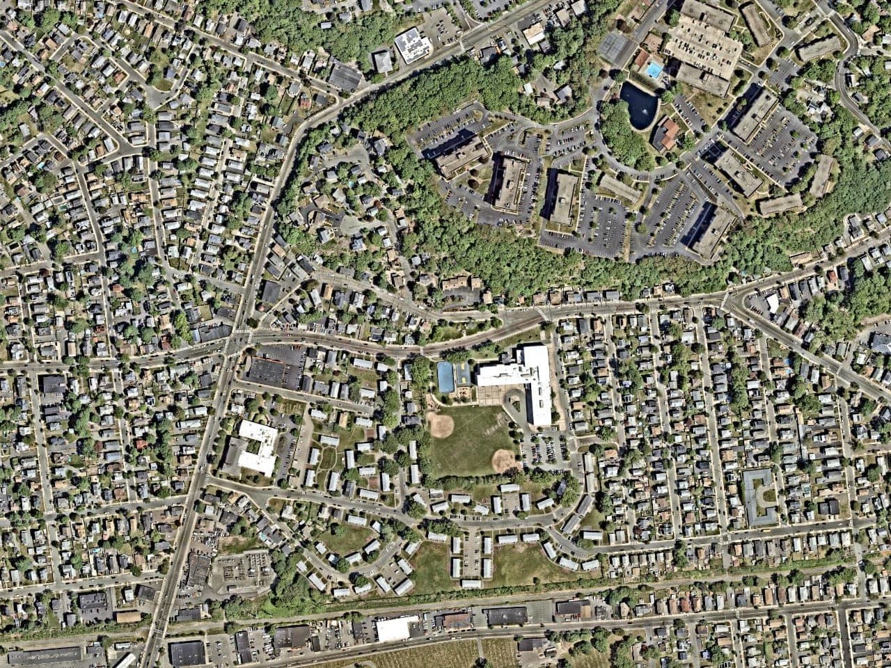Aerial view of the fields at Hunting Field