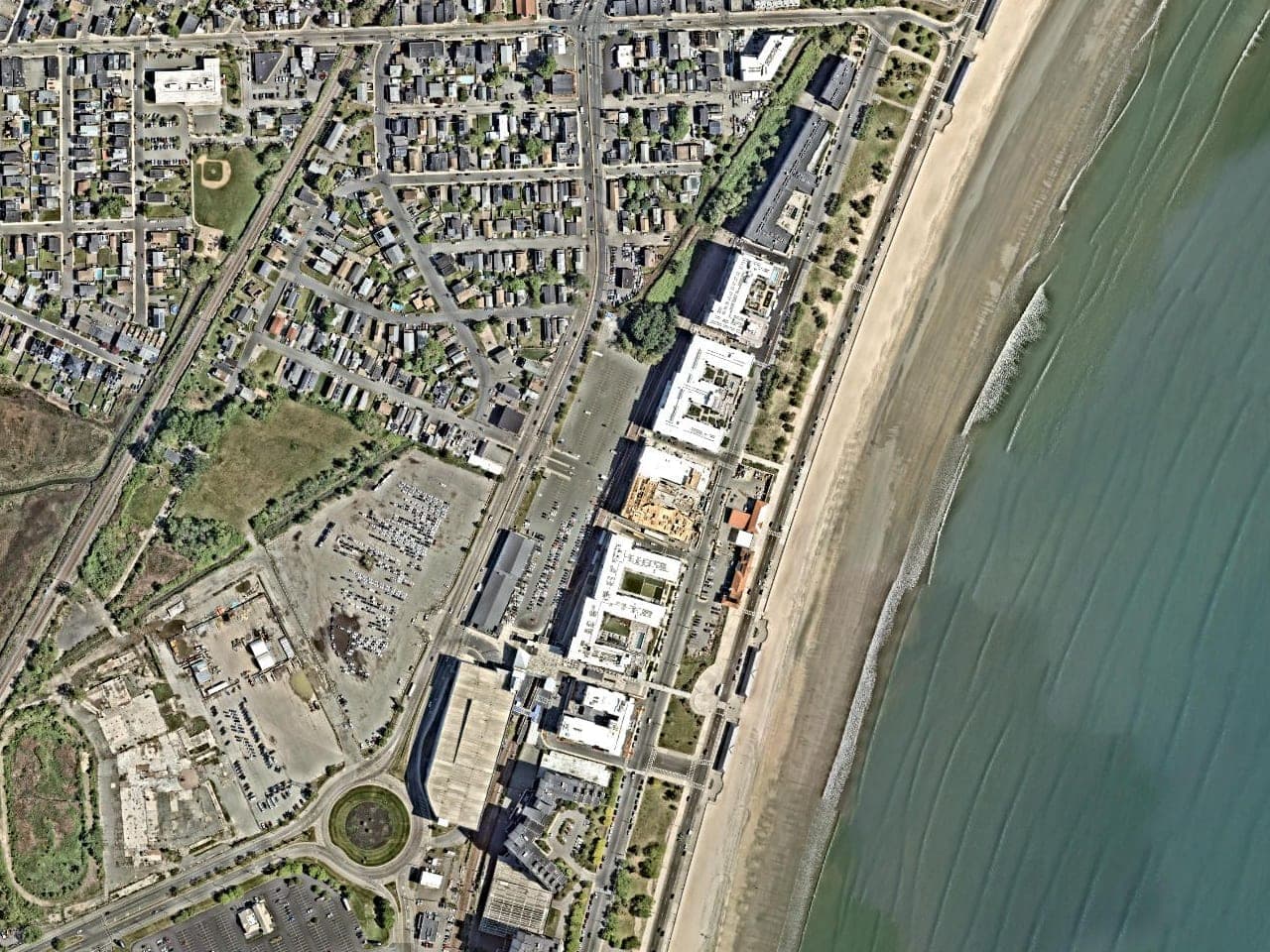 Aerial view of the fields at Revere Beach