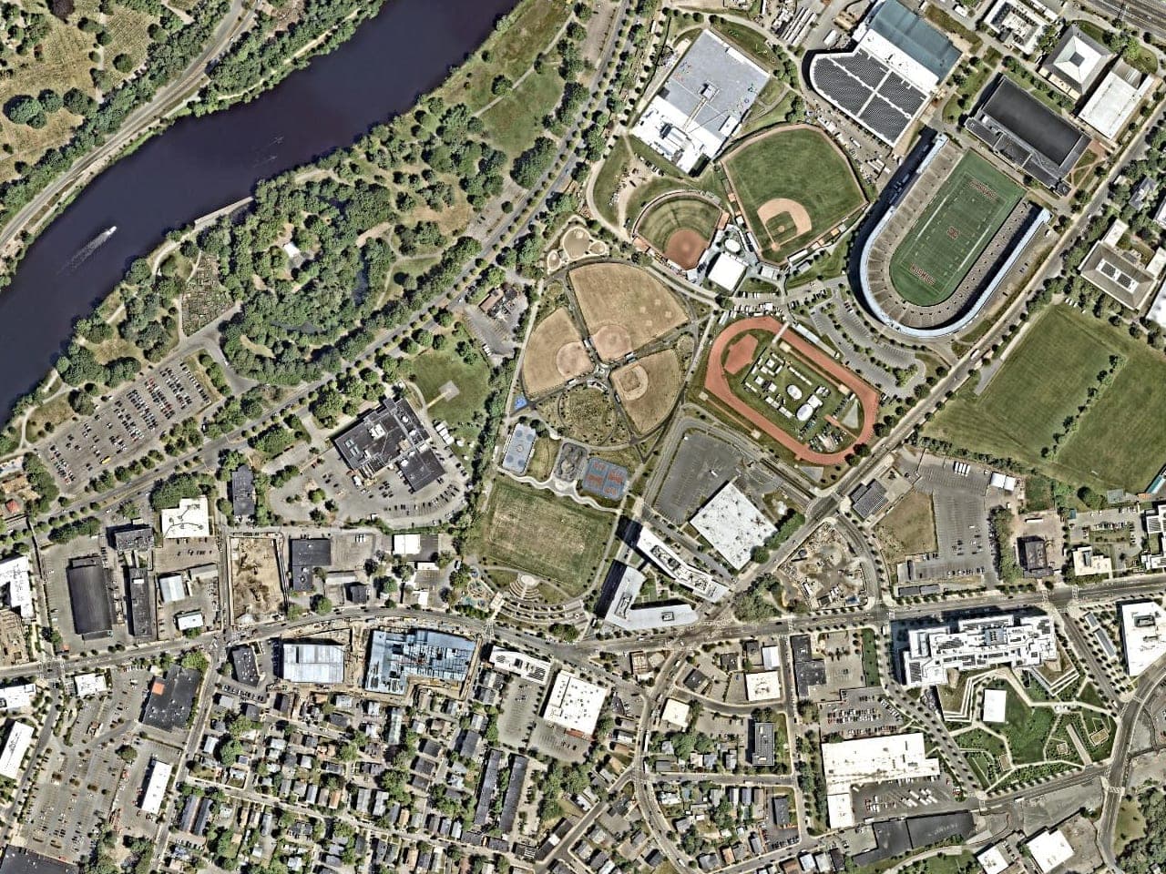 Aerial view of the fields at Smith Field
